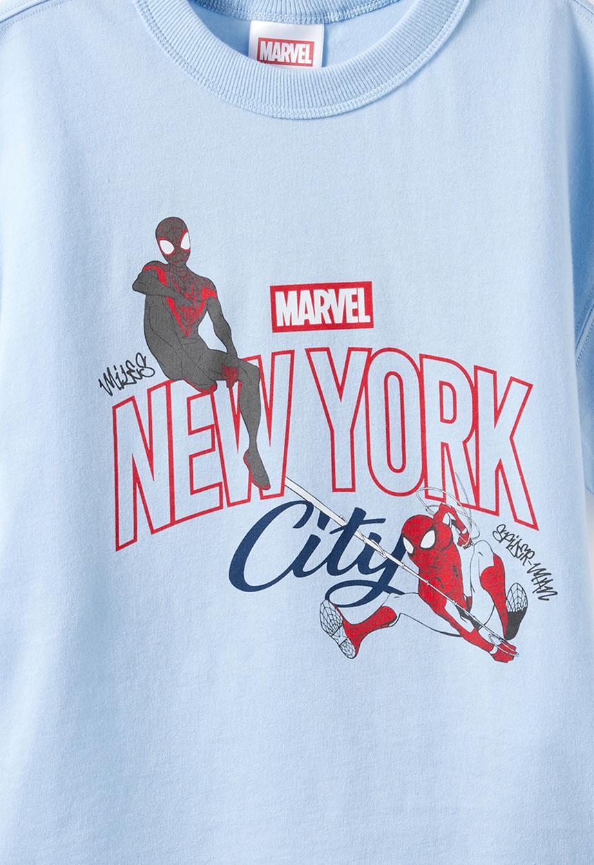 Cotton On - Licensed Drop Shoulder Short Sleeve Tee -  Lcn Mar Dawn Blue/Spidey New York