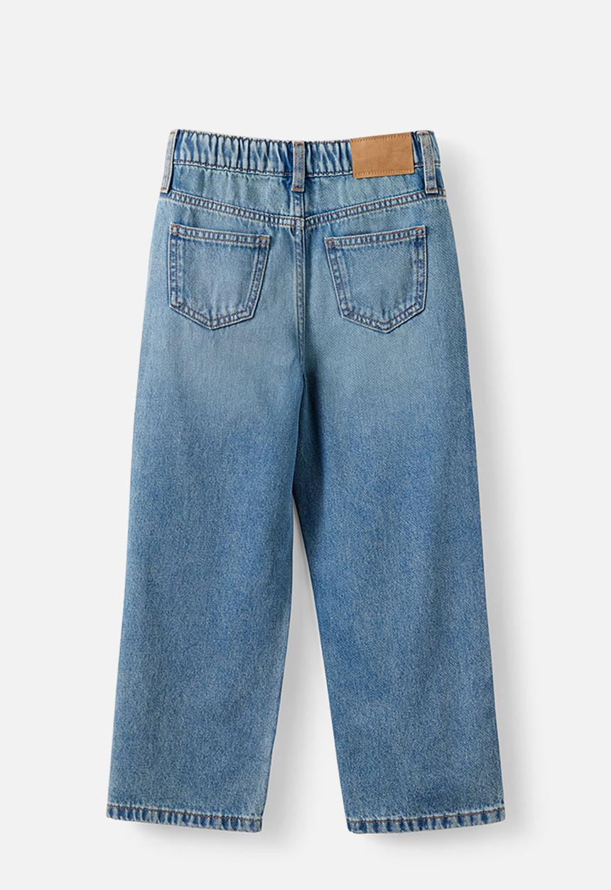 Cotton On - Unisex Straight Leg Denim Jean - Blue Haven Mid Blue/Pocket Trim