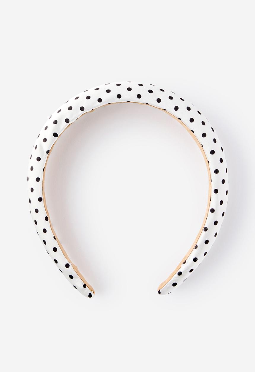 Cotton On - Luxe Headband - White/Satin Polka Dot