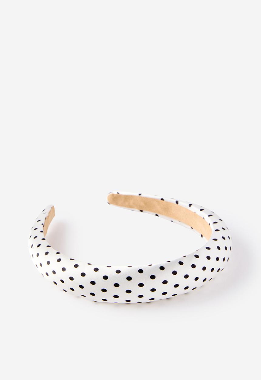 Cotton On - Luxe Headband - White/Satin Polka Dot