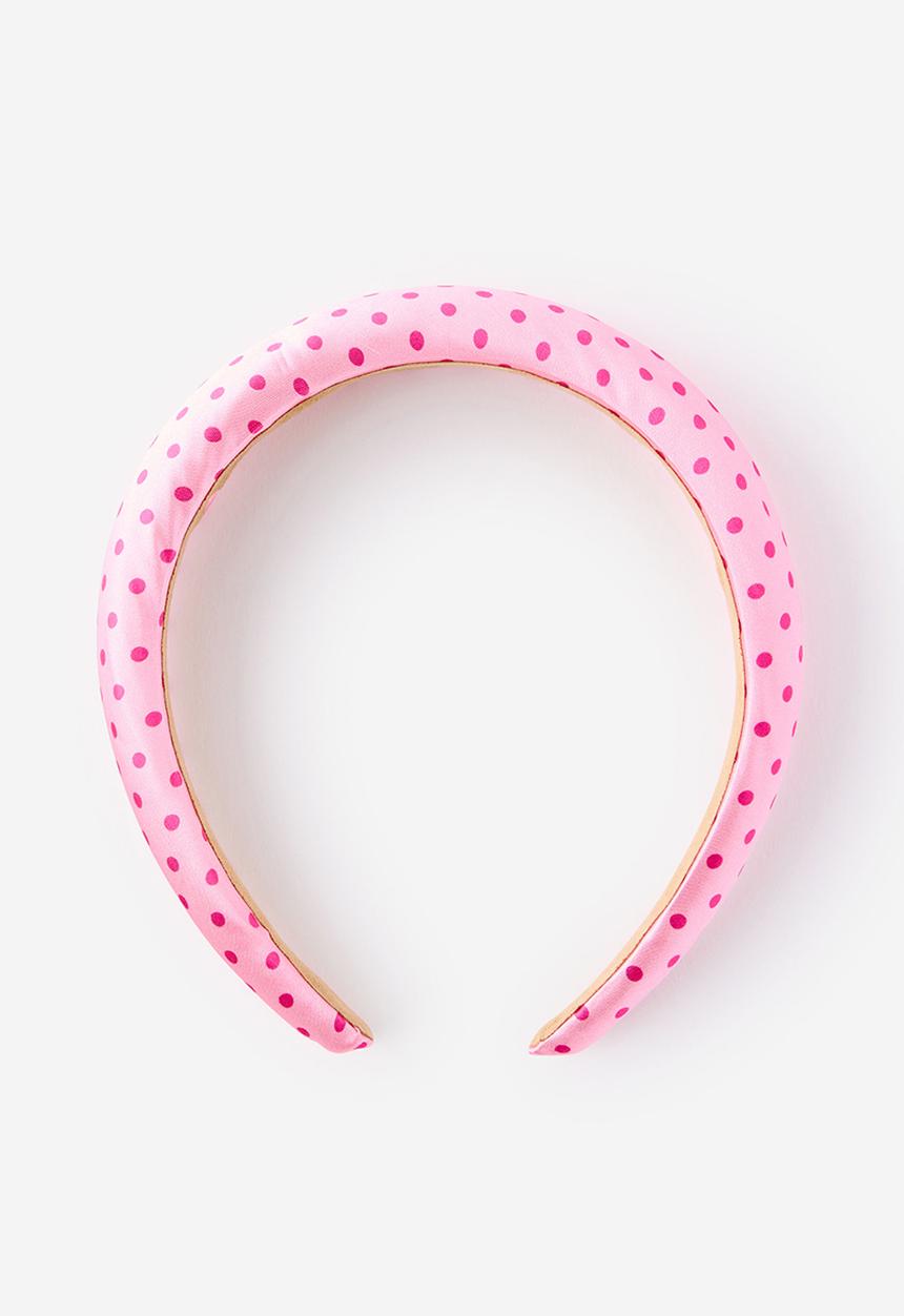 Cotton On - Luxe Headband - Strawberry Milk/Satin Polka Dot