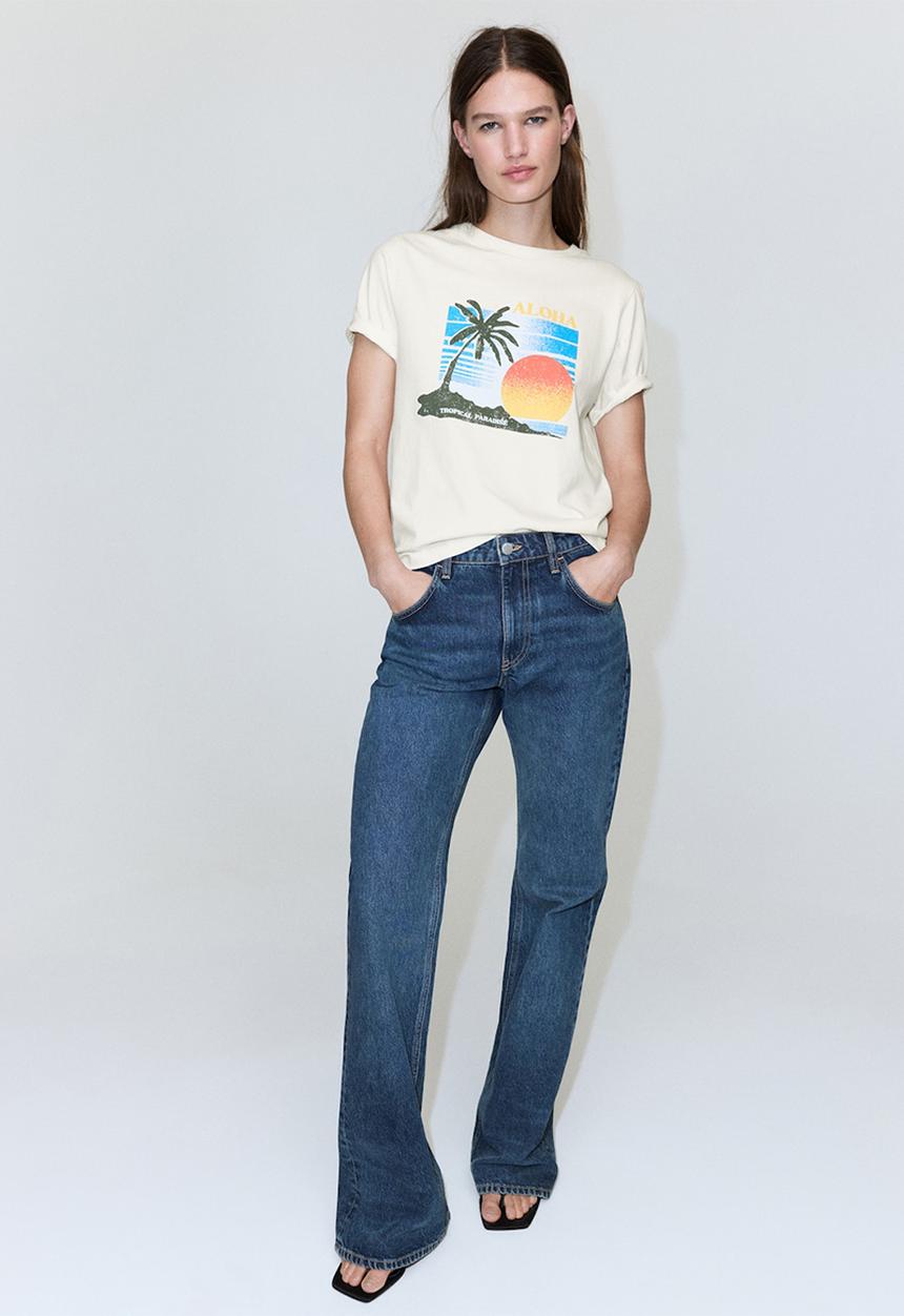 MANGO - T-shirt ilustra - light beige
