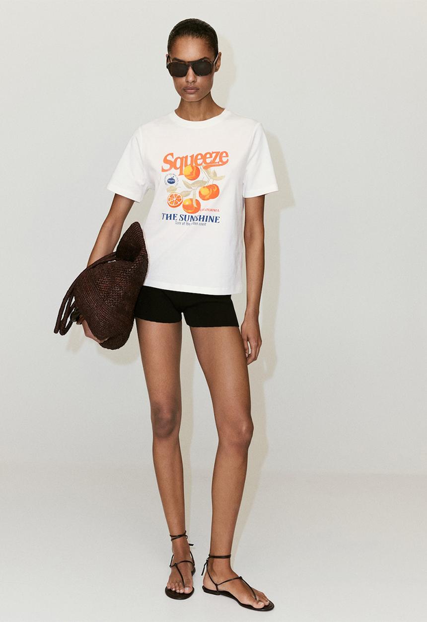 MANGO - T-shirt ilustra - orange