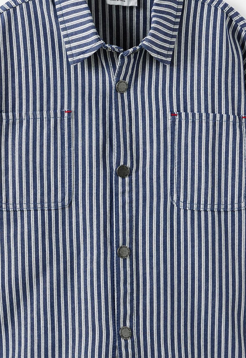 Cotton On - Cooper Overshirt -  Denim Navy/Ticking Stripe