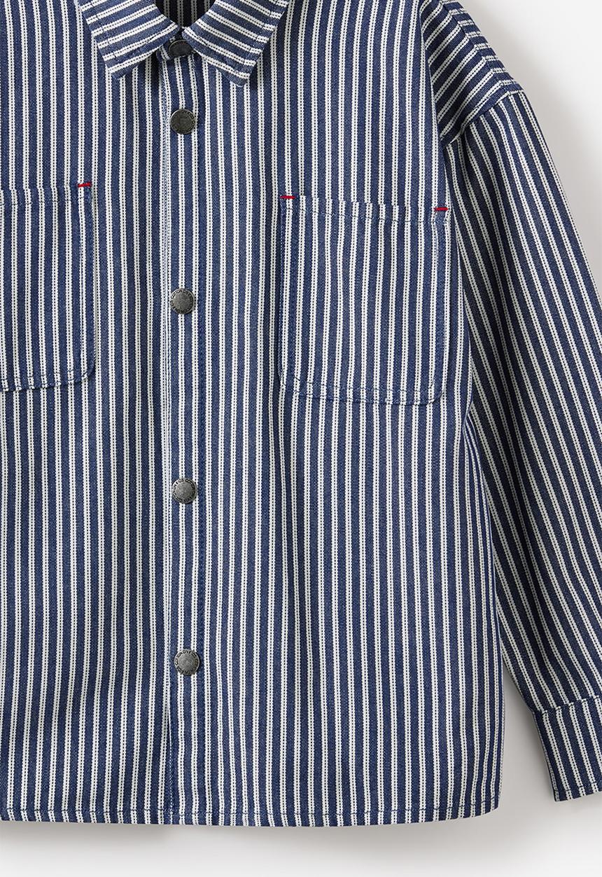 Cotton On - Cooper Overshirt -  Denim Navy/Ticking Stripe
