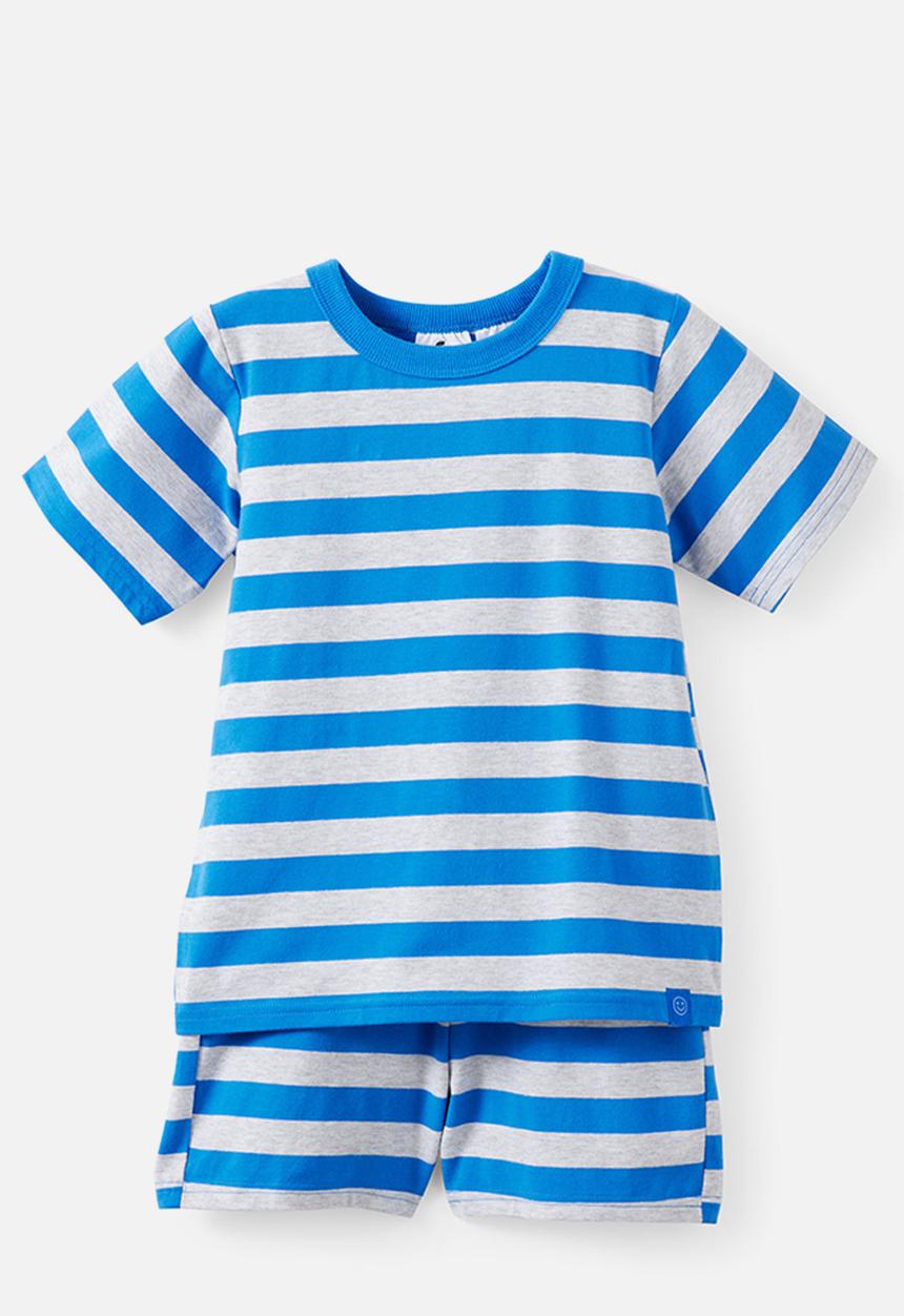 Cotton On - Dreamdrift Short Sleeve Pj Set - Harbour Blue/Grey Marle