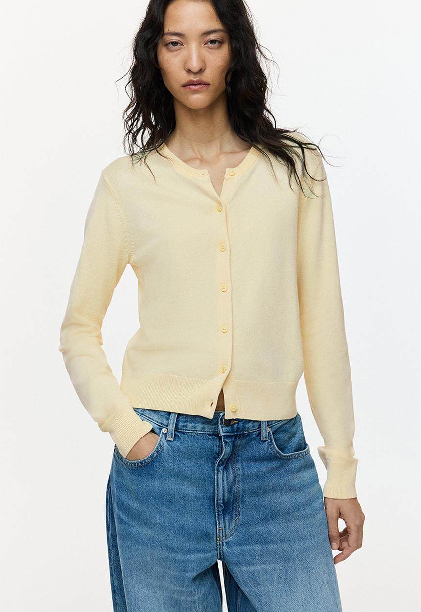 H&M - Fine-knit cardigan - light yellow