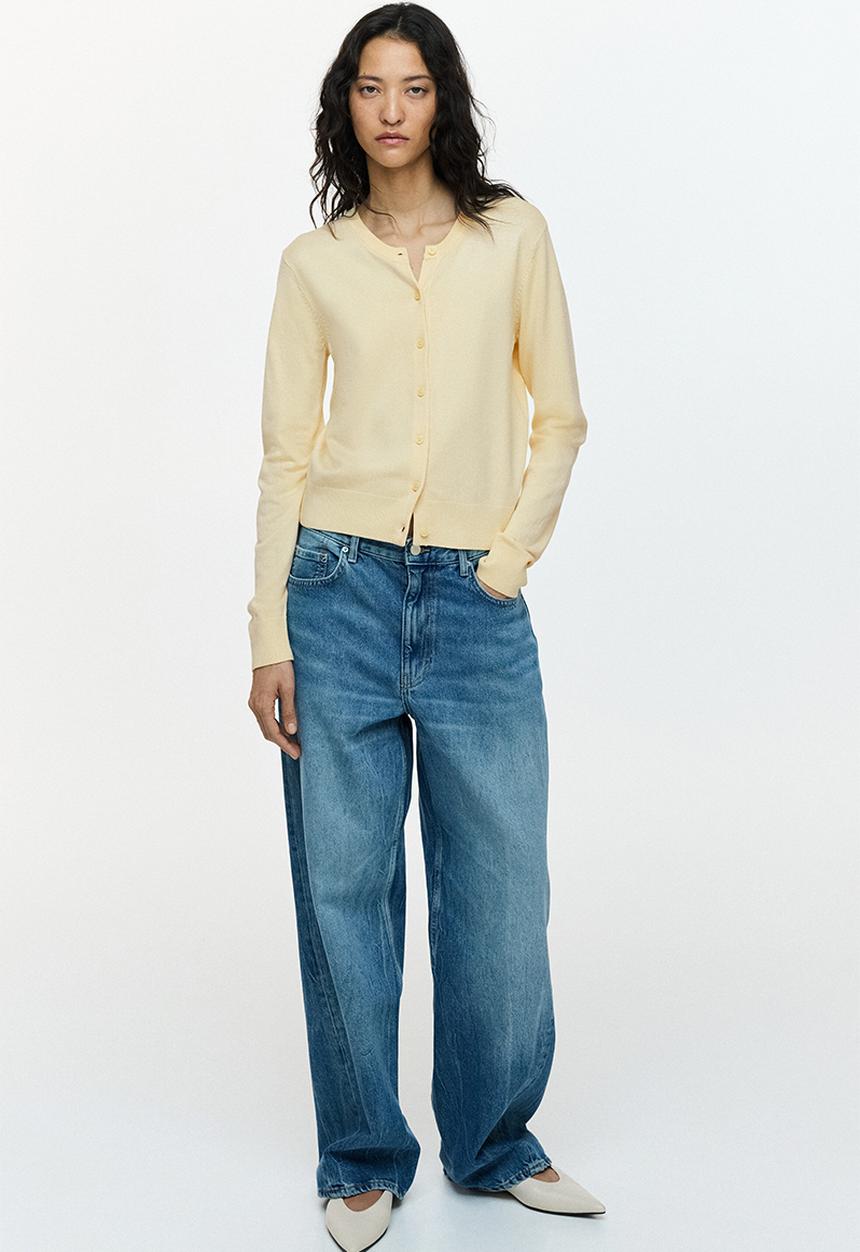 H&M - Fine-knit cardigan - light yellow