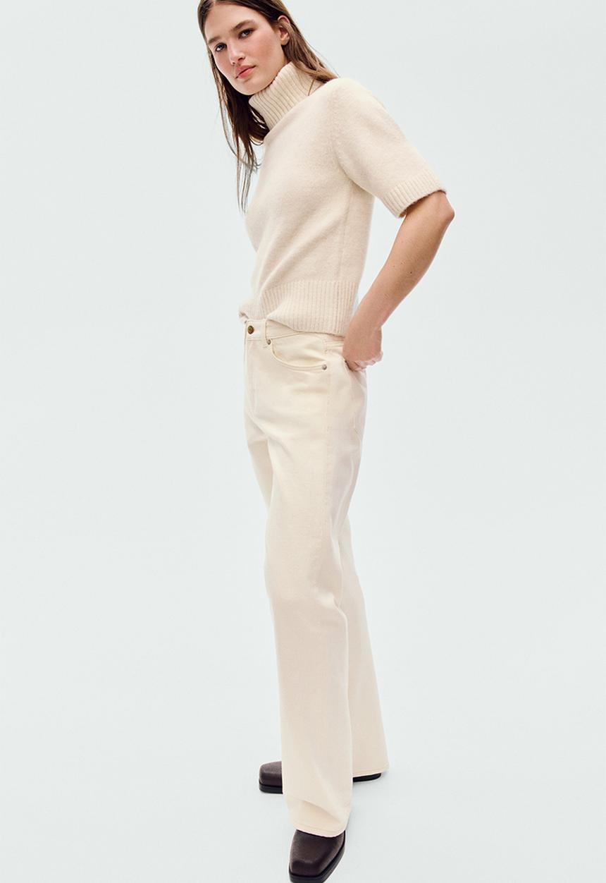 H&M - Wide high jeans - light beige