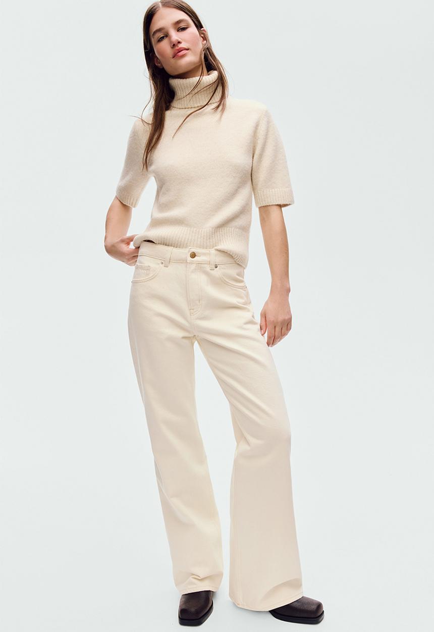 H&M - Wide high jeans - light beige