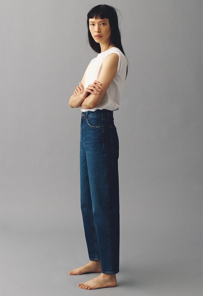 H&M - Mom slim fit high waist ankle jeans - denim blue