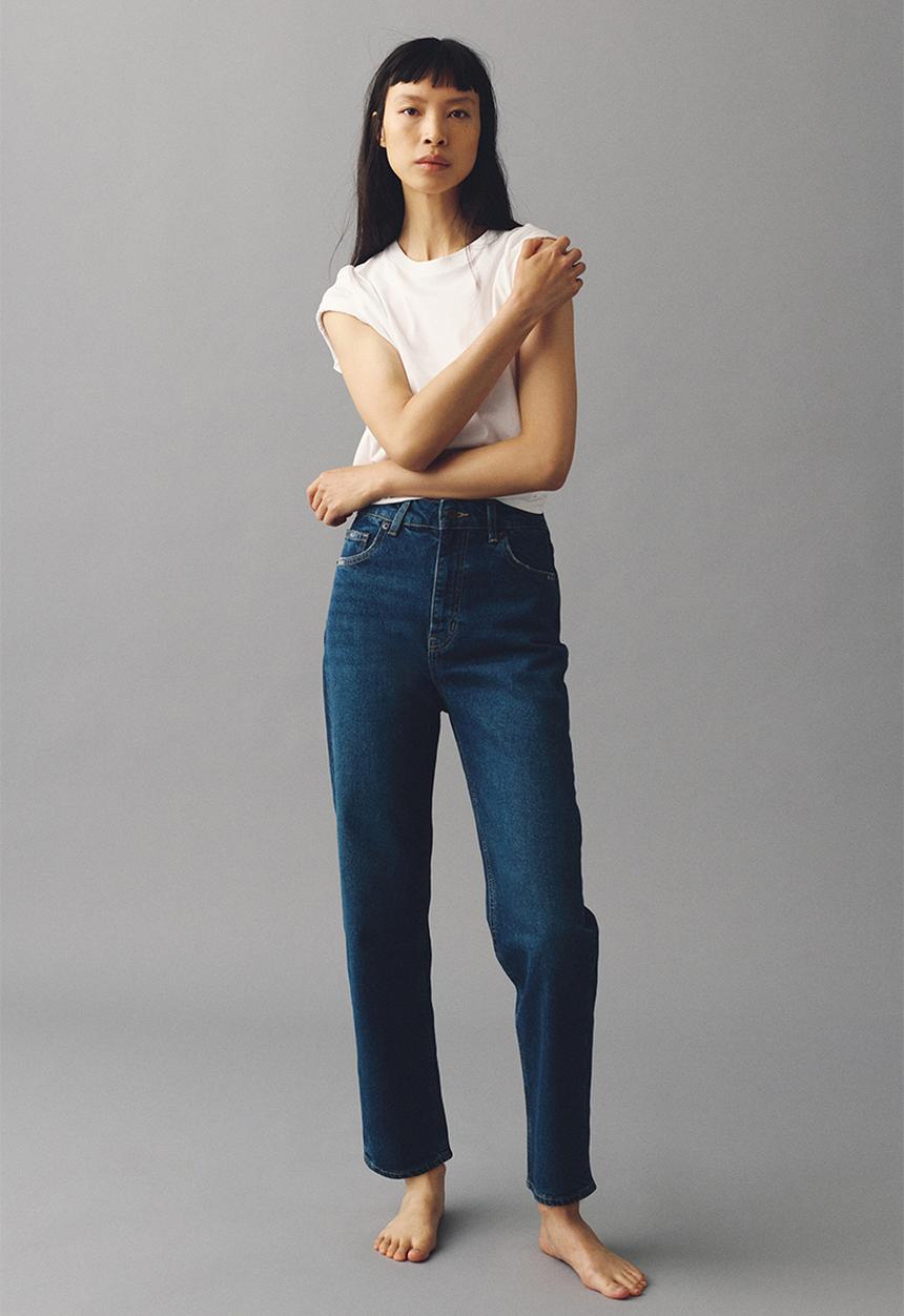 H&M - Mom slim fit high waist ankle jeans - denim blue
