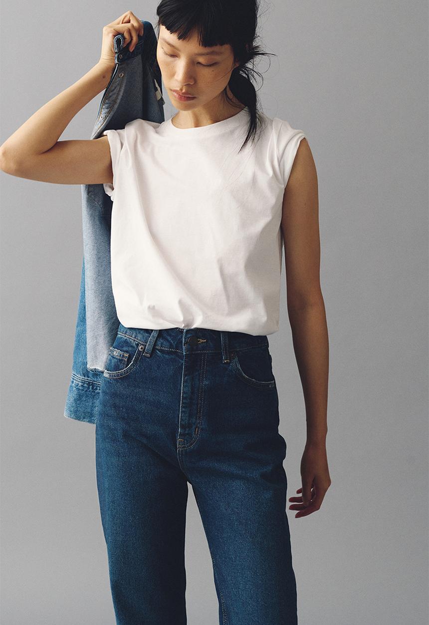 H&M - Mom slim fit high waist ankle jeans - denim blue