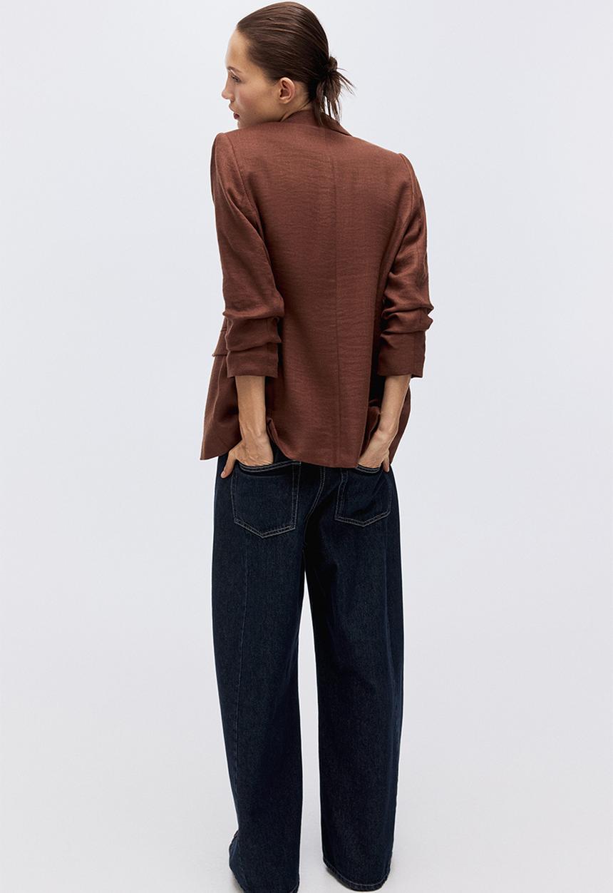 H&M - Gathered-sleeve blazer - rust red