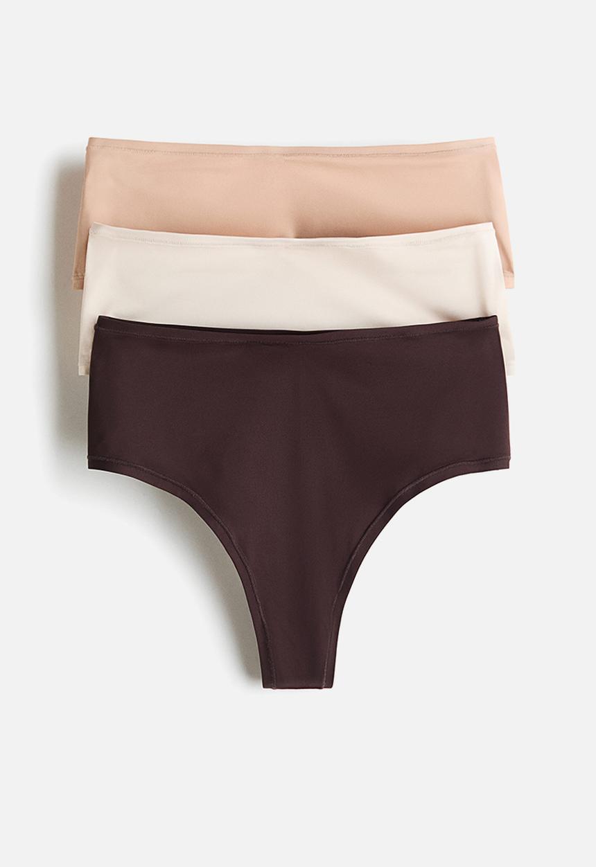 H&M - 3-Pack microfibre brazilian briefs - dark brown/beige