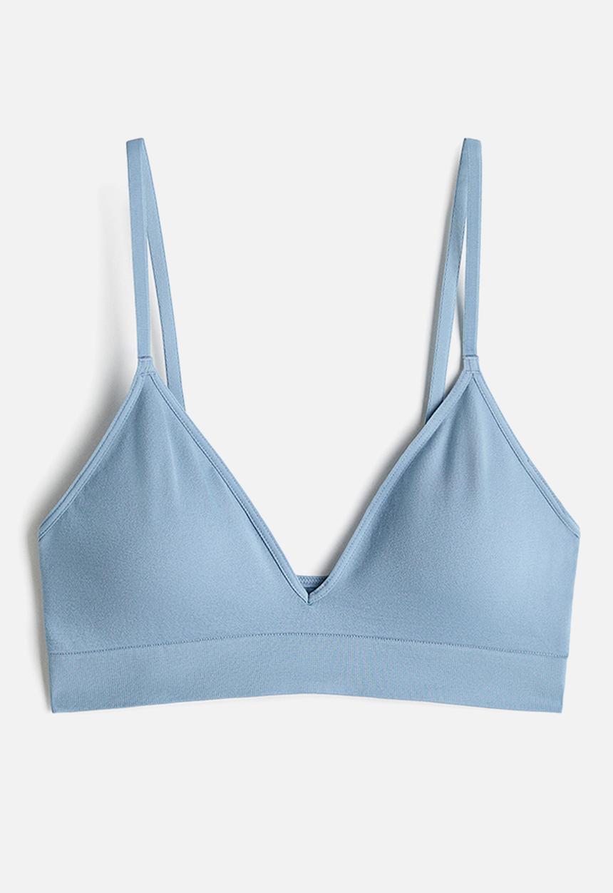 H&M - Seamless padded soft bra - light dusty blue