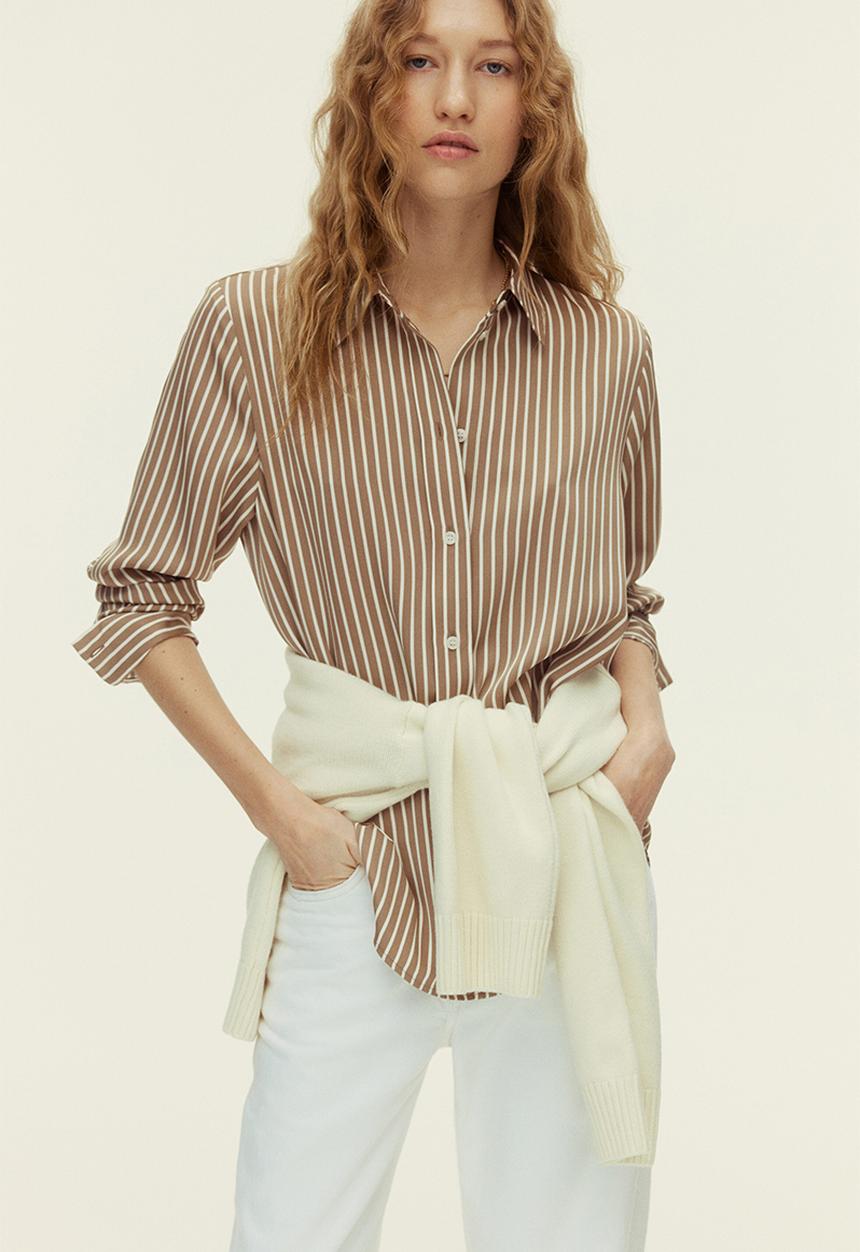 H&M - Shirt - beige/striped