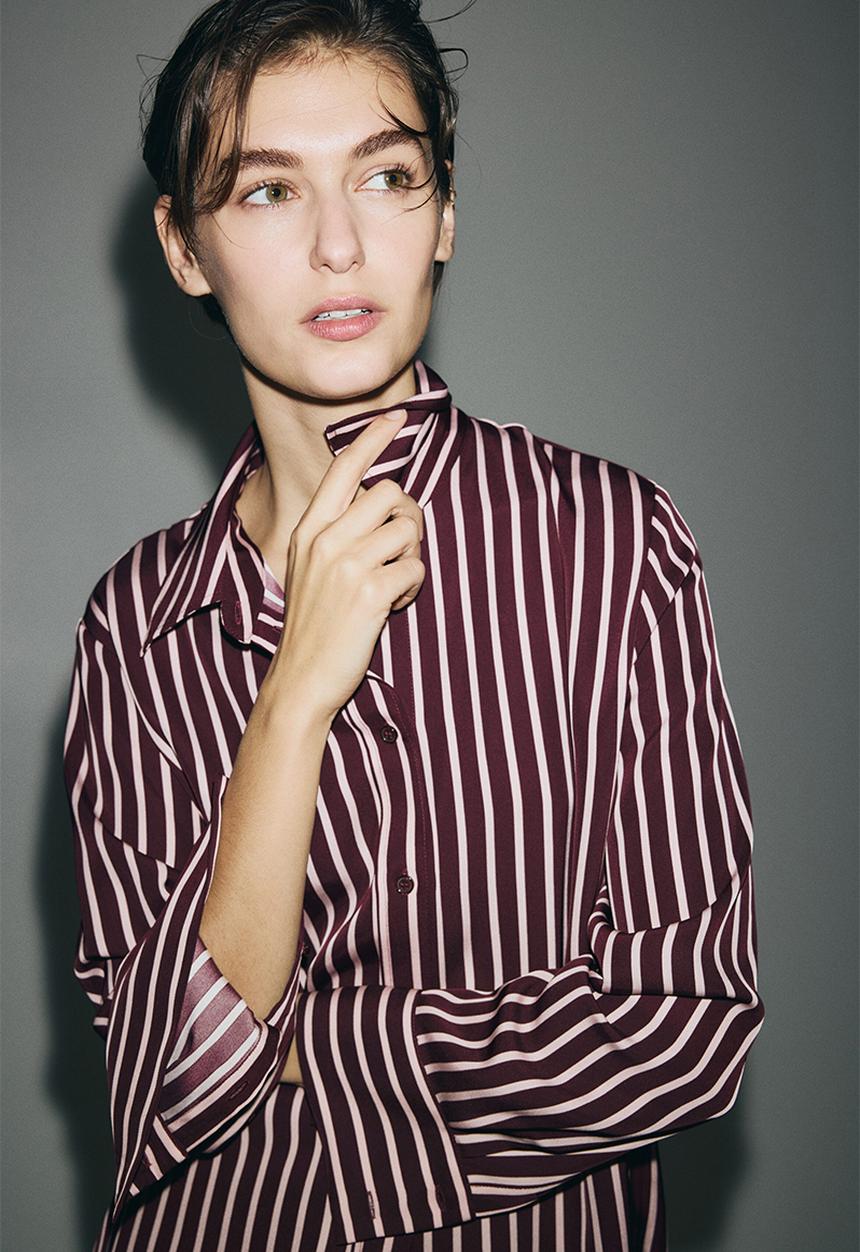 H&M - Shirt - burgundy/pink striped