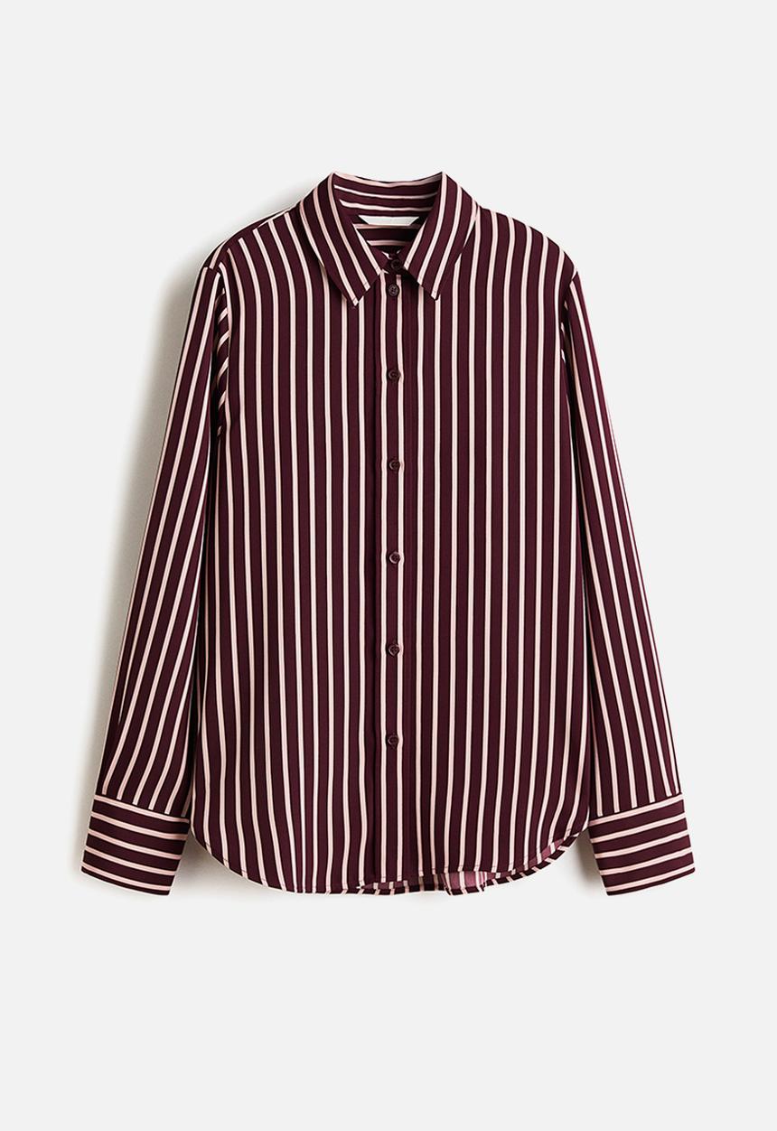 H&M - Shirt - burgundy/pink striped