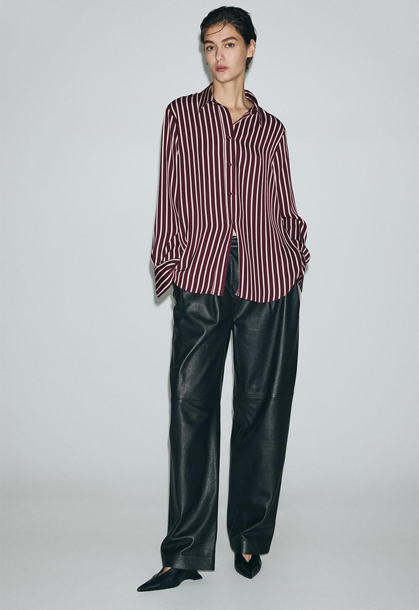 H&M - Shirt - burgundy/pink striped