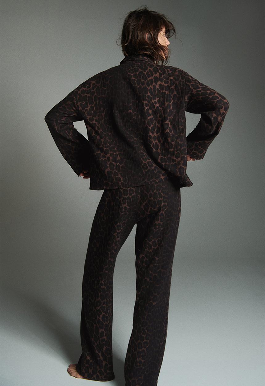 H&M - Cotton muslin pyjamas - brown/leopard print