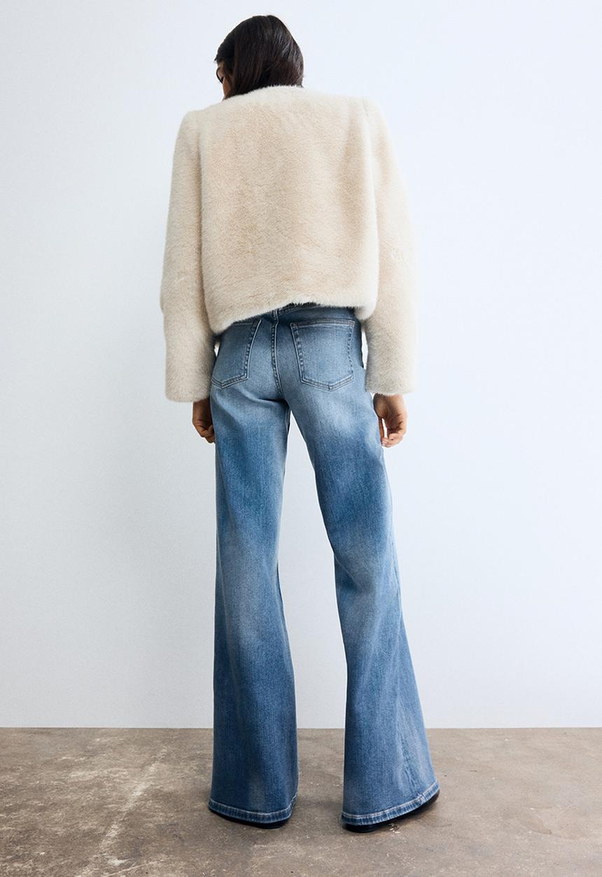H&M - Wide high jeans - washed denim blue
