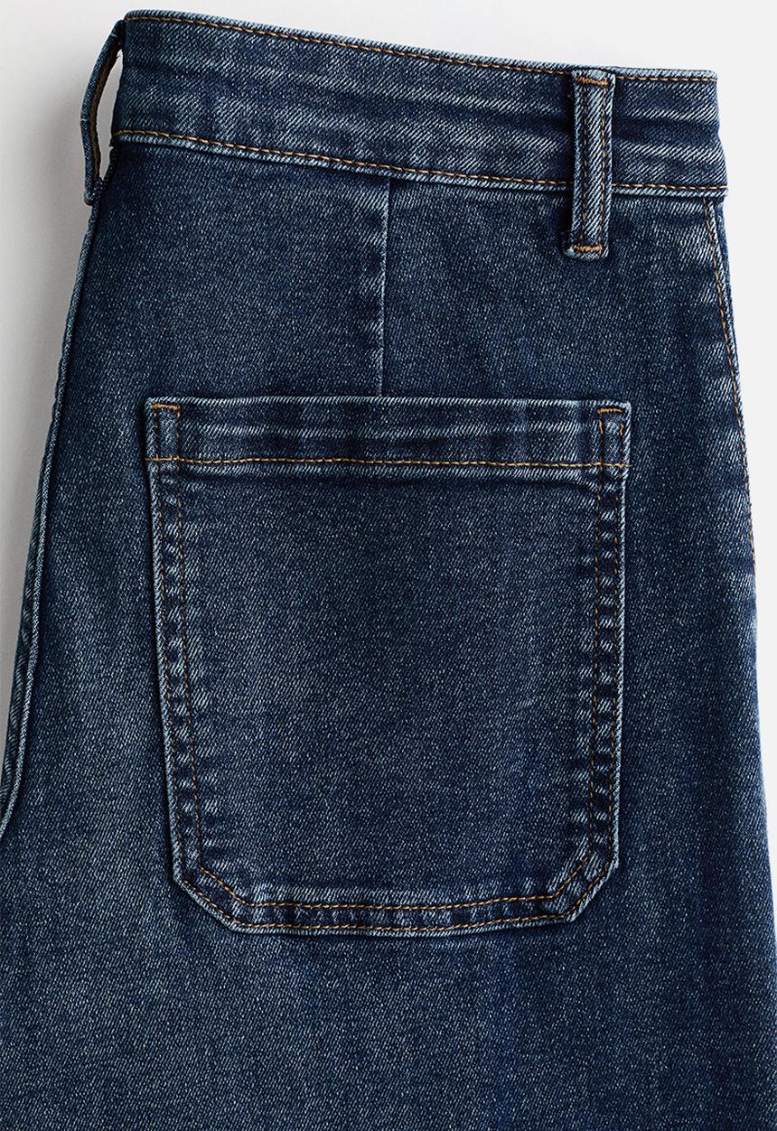 H&M - Wide high waist jeans - navy denim blue