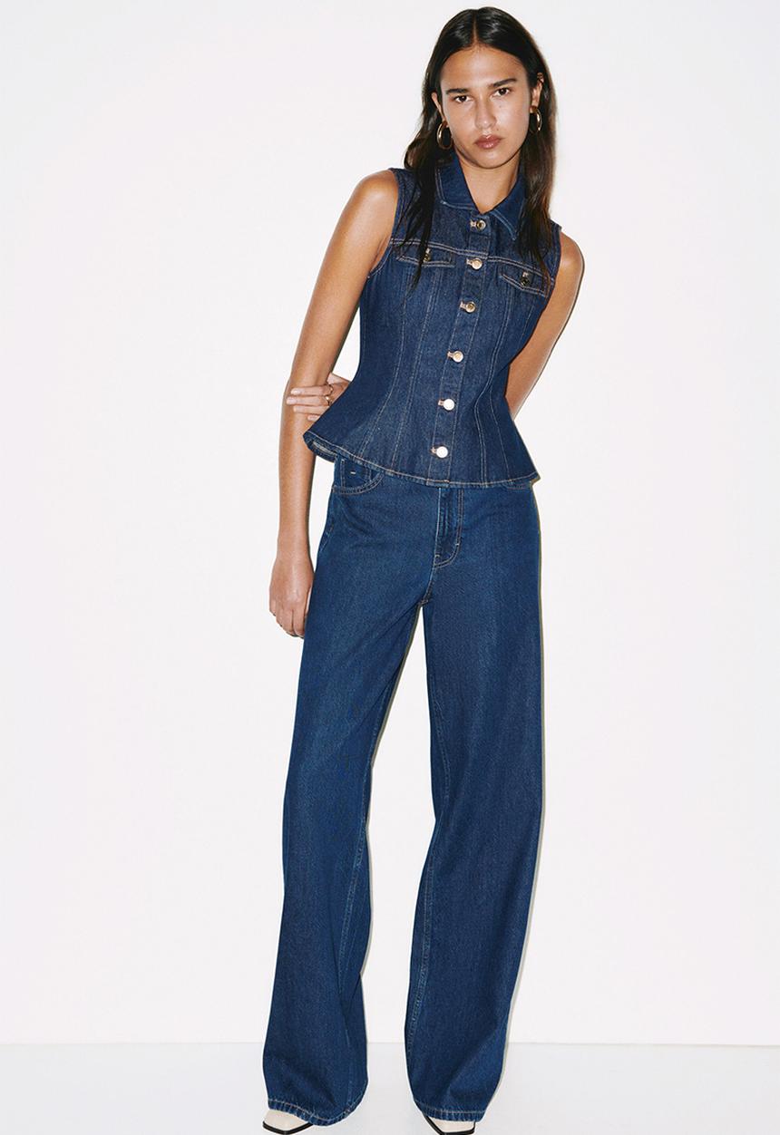 H&M - Wide ultra high jeans - dark denim blue