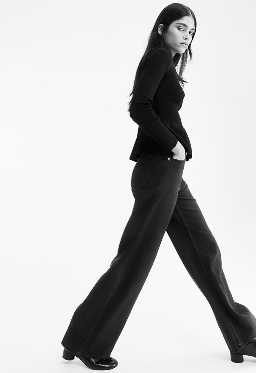 H&M - Wide ultra high jeans - denim black