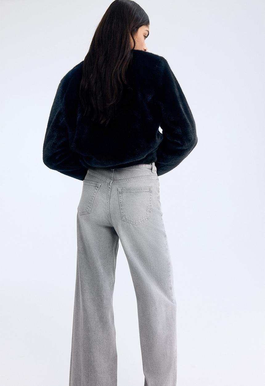 H&M - Wide ultra high jeans - light denim grey