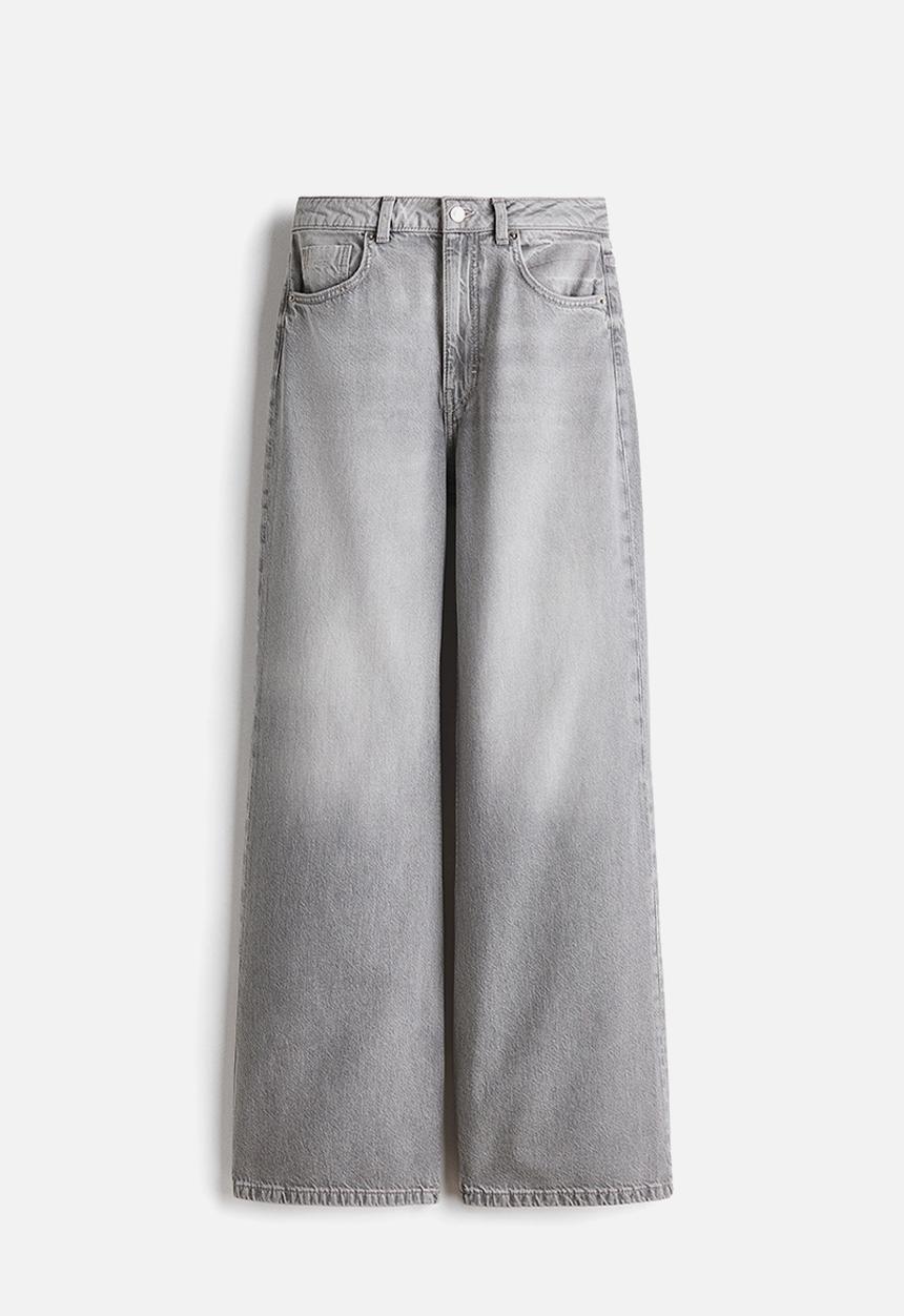 H&M - Wide ultra high jeans - light denim grey