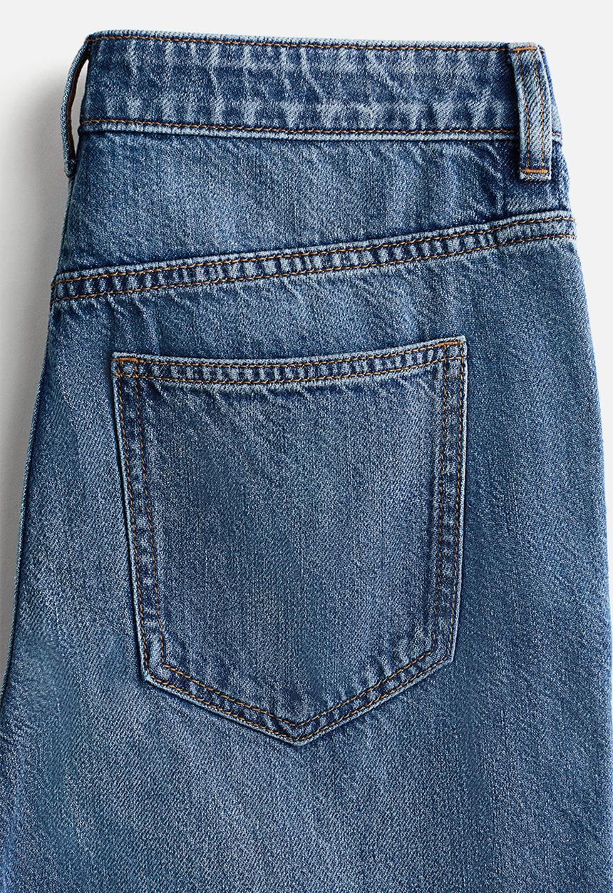 H&M - Wide regular side-striped jeans - denim blue/dark blue