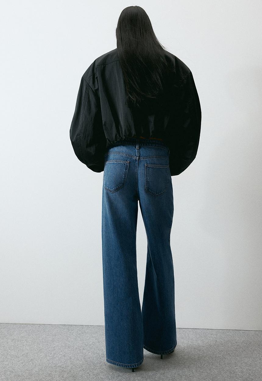 H&M - Wide regular side-striped jeans - denim blue/dark blue