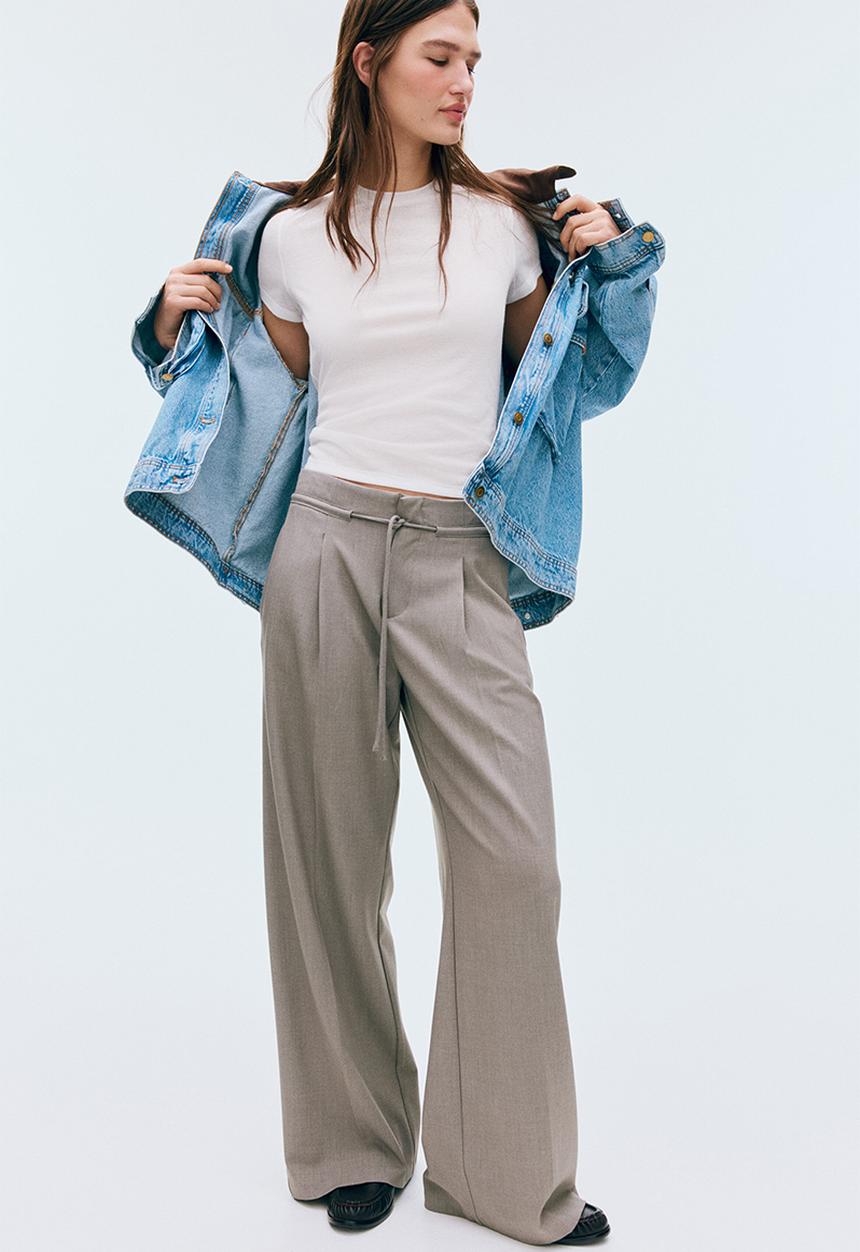 H&M - Tailored drawstring trousers - mole