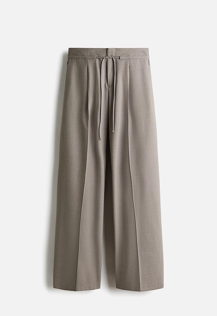 H&M - Tailored drawstring trousers - mole