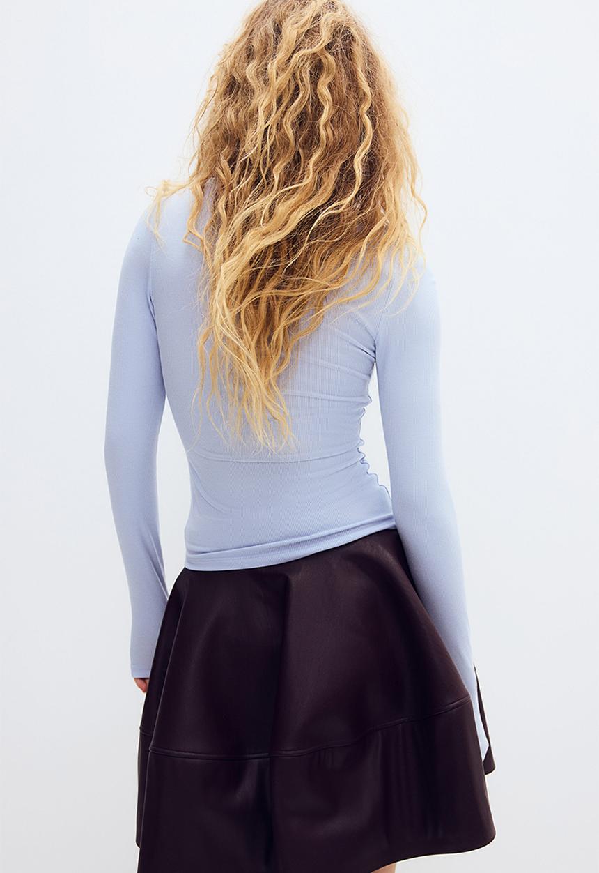 H&M - Lace-trimmed jersey top - light blue