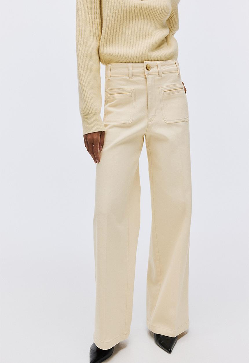 H&M - Wide high jeans - pale yellow