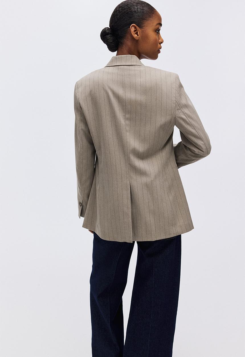 H&M - Single-breasted blazer - beige/pinstriped
