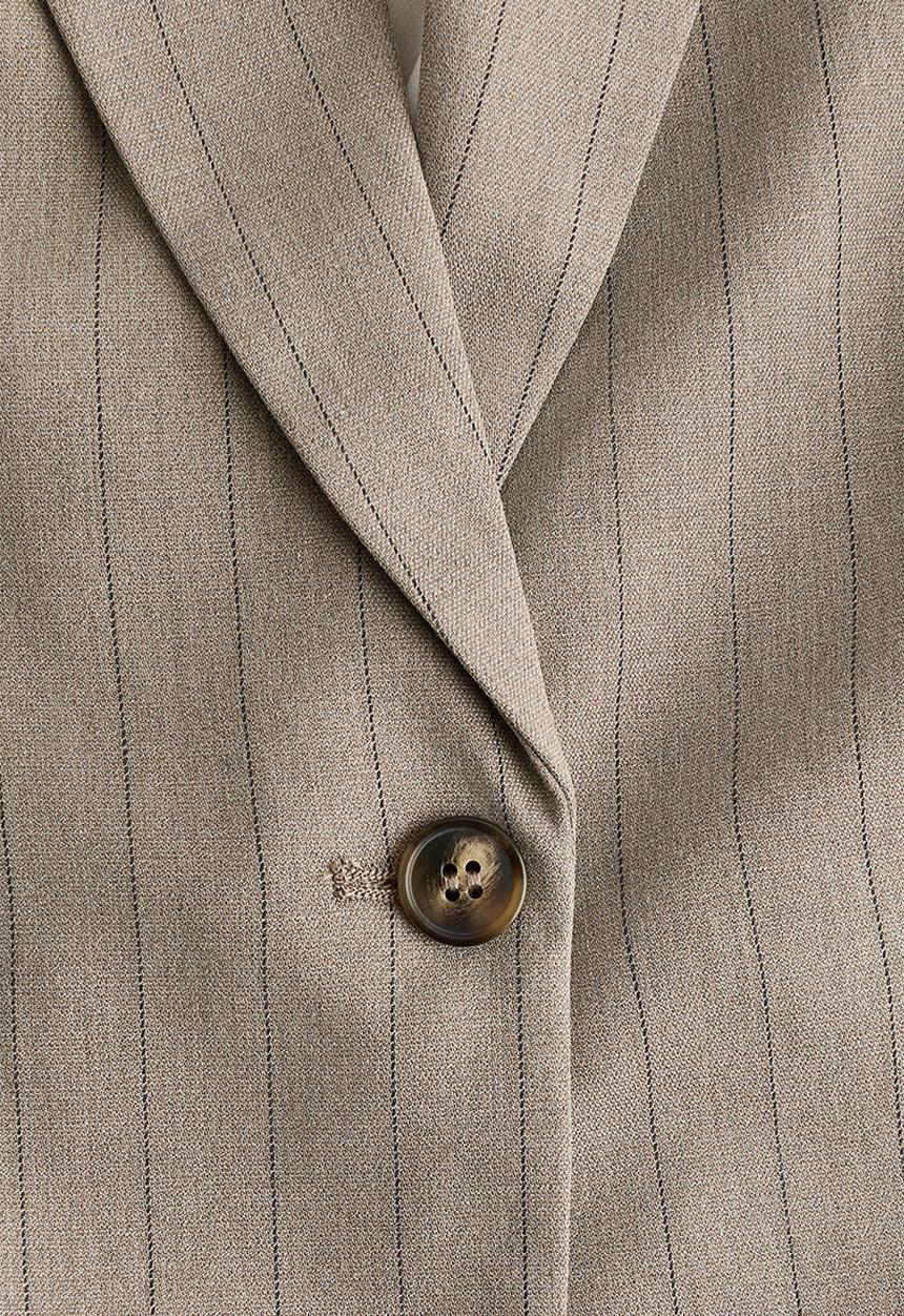 H&M - Single-breasted blazer - beige/pinstriped