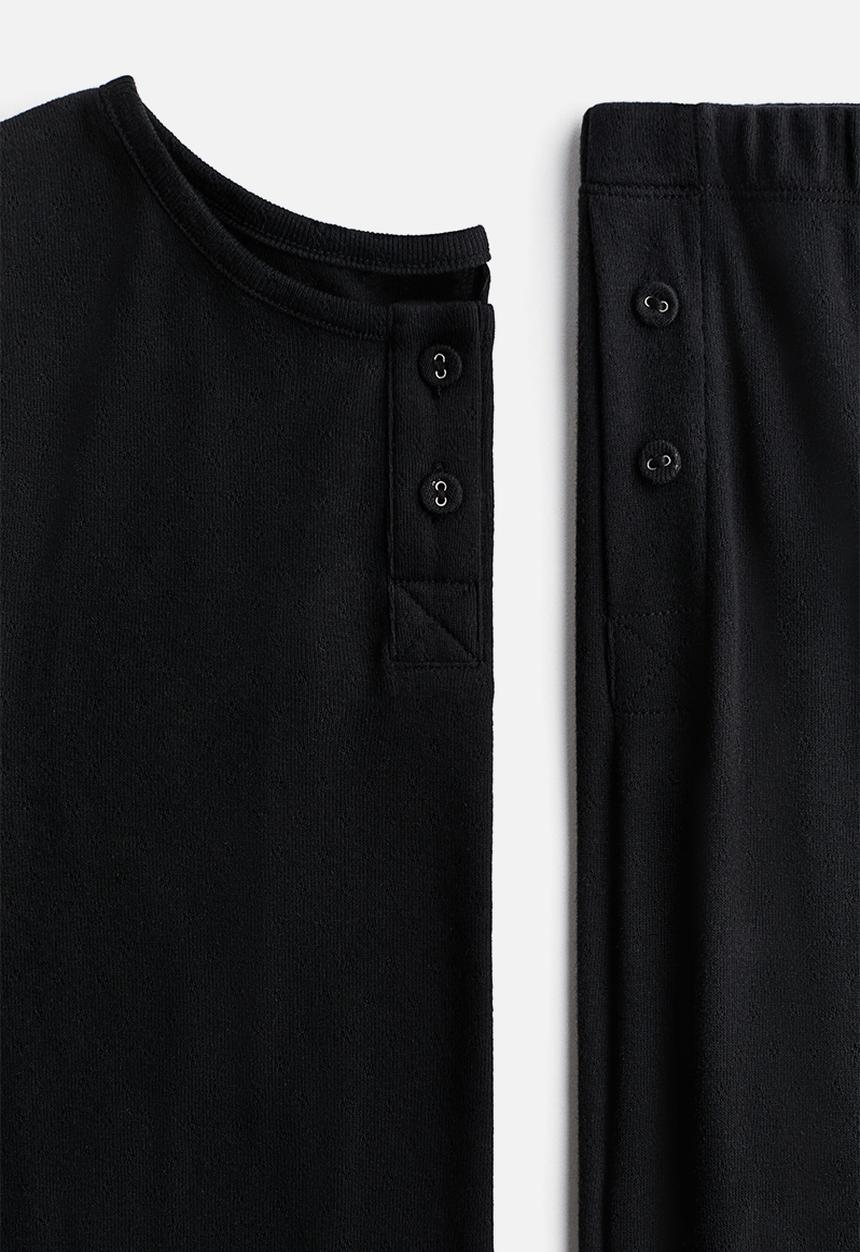 H&M - Pointelle-knit pyjamas - black