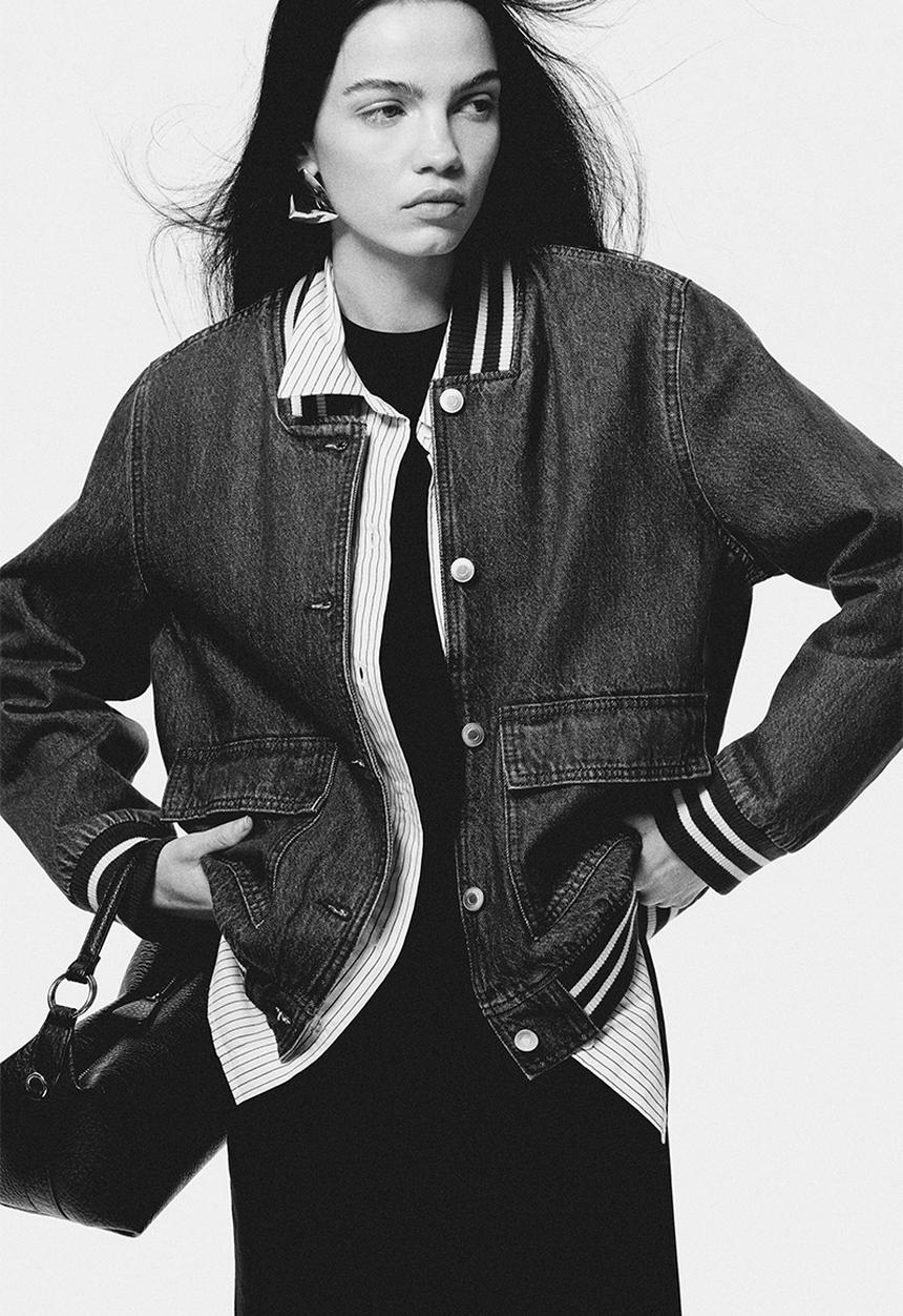 H&M - Denim baseball jacket - dark denim blue