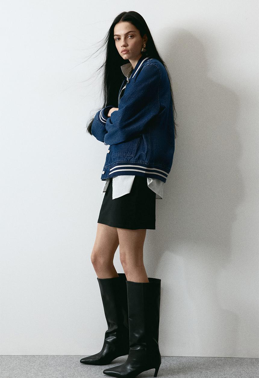 H&M - Denim baseball jacket - dark denim blue