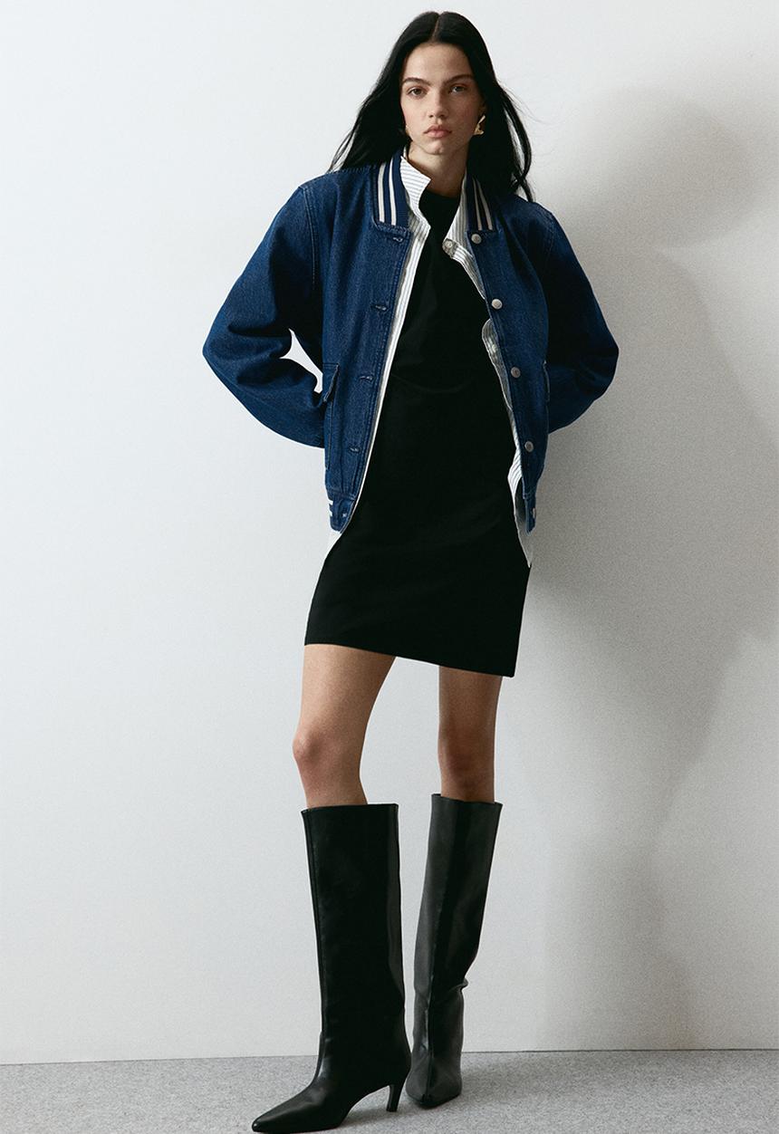 H&M - Denim baseball jacket - dark denim blue