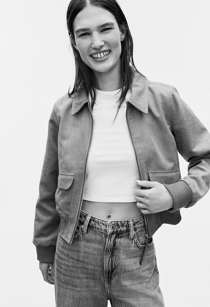 H&M - Collared bomber jacket - dark beige