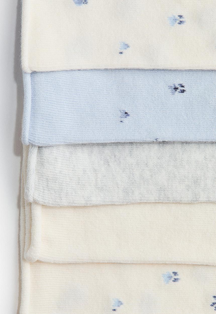 H&M - 5-pack socks - white/blue floral