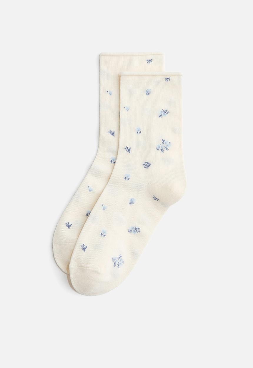 H&M - 5-pack socks - white/blue floral
