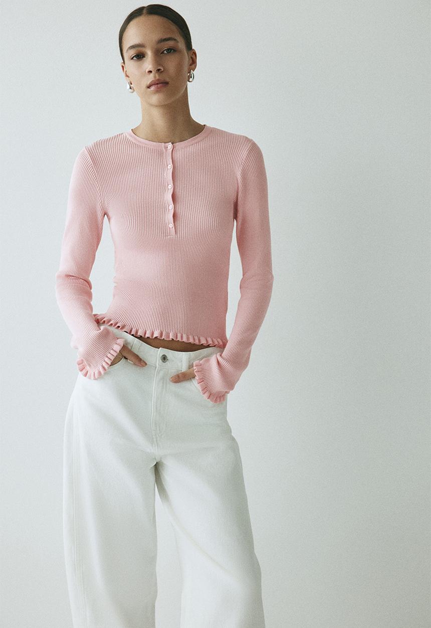 H&M - Rib-knit top - pink