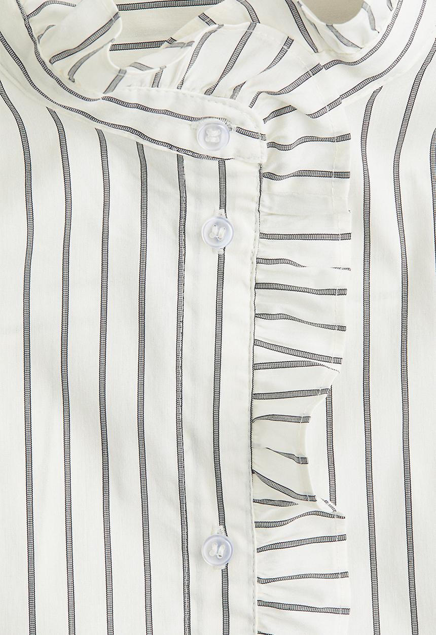H&M - Frill-trimmed blouse - white/striped