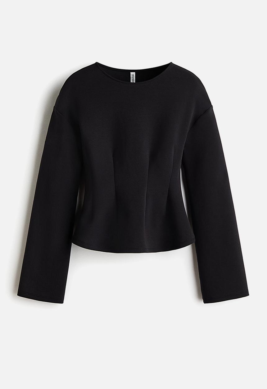 H&M - Waisted interlock top - black