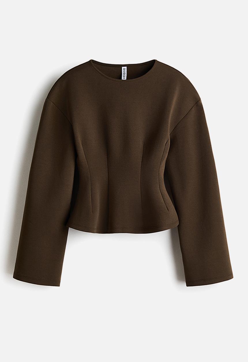 H&M - Waisted interlock top - dark khaki green
